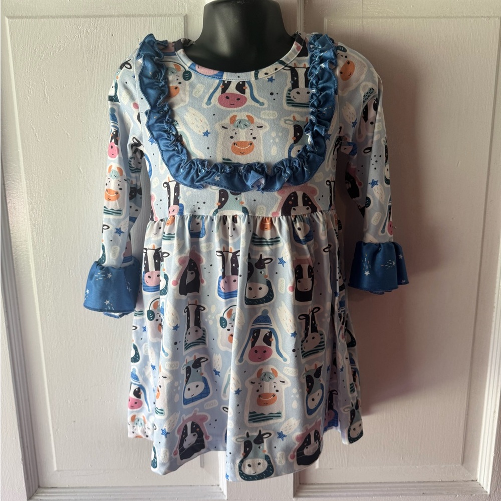 Blue and White Kids Casual Dress